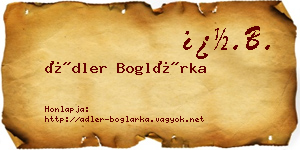 Ádler Boglárka névjegykártya